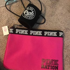 pink bikini bag and drink holder